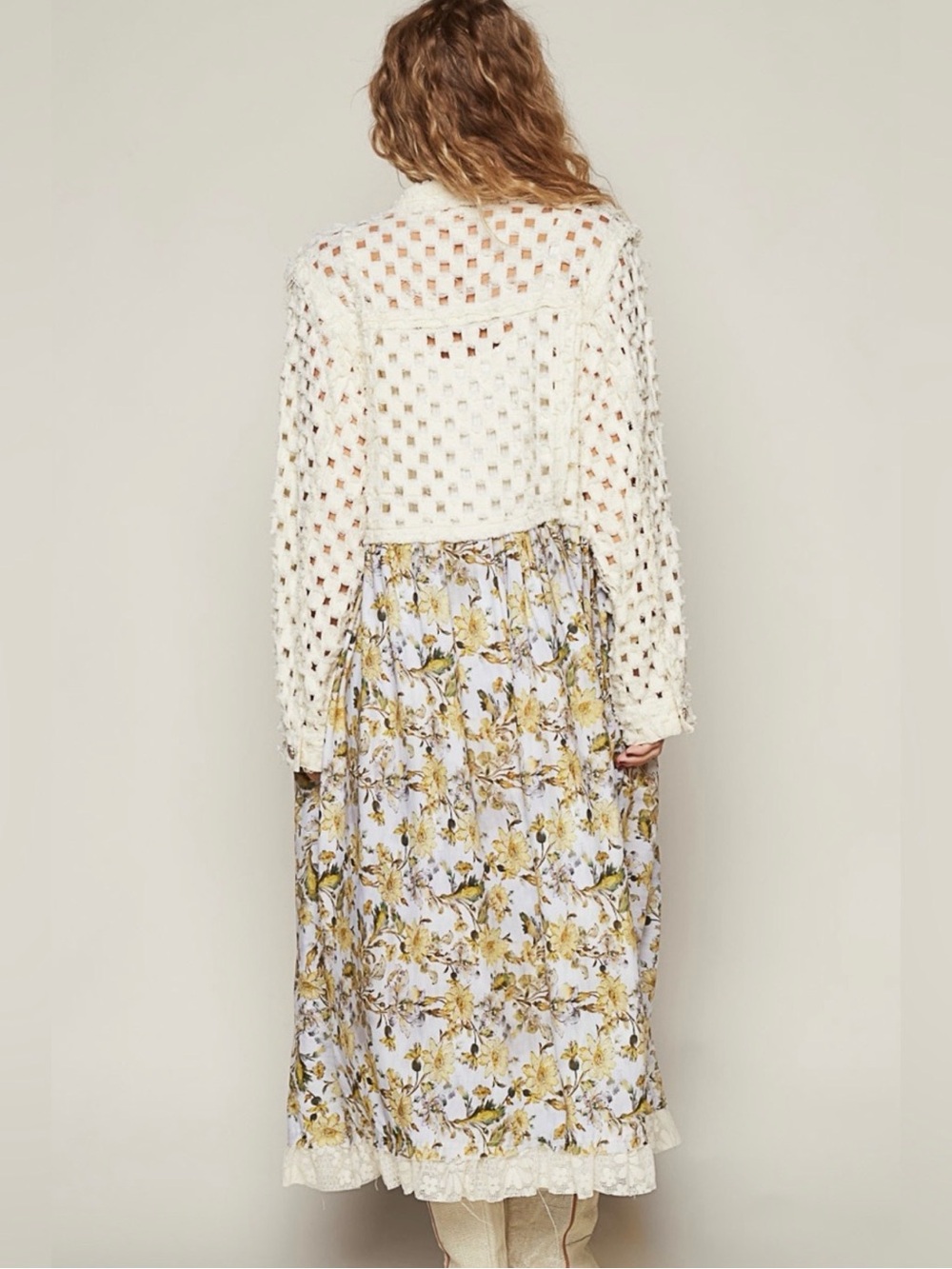 POL Cream/Floral Duster with Floral Lining - Picture 5 of 7